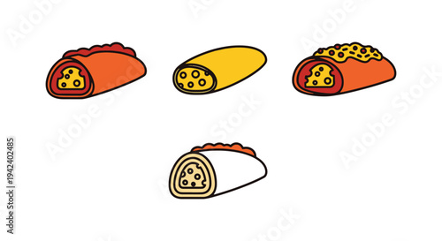 Cheese Enchilada Line art colorful creative abstract illustration