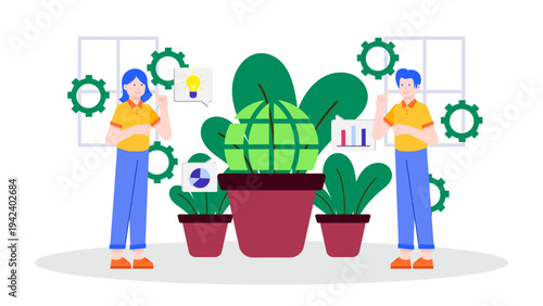 Flat Design Eco-Friendly Business Practices