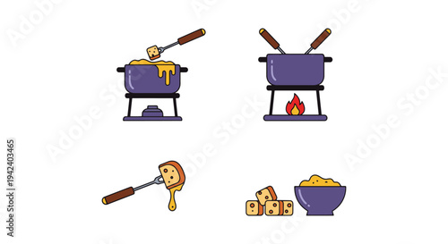 Cheese Fondue Line art vector bold creative abstract illustration