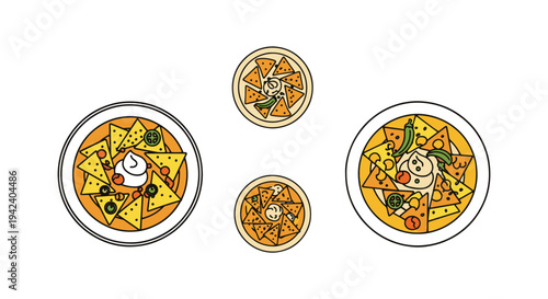 Cheese Nachos Line art vector modern abstract concept illustration