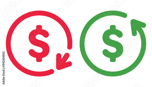 Cost reduction icon vector, cost savings icon, dollar decrease sign