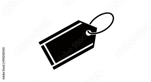 Simple black price tag icon suitable for labeling, tagging, and merchandise branding concepts.