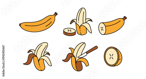 Boiled Plantains Line art creative pastel abstract color illustration