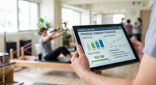 Physical therapy patient progress tracking application on a digital tablet device