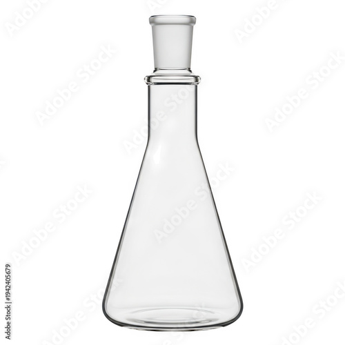 Laboratory volumetric flask for precise chemical measurements and experiments isolated on transparent background
