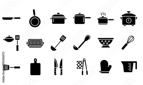 Kitchenware Cooking Utensils Silhouette Icons