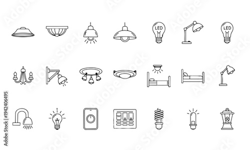 Light Bulbs Home Lighting Outline Icons