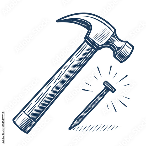 Create Bold Stroke Carpenter Hammer And Nai Professional Photo Ideal for Marketing