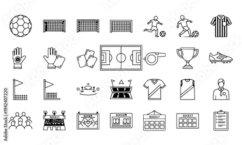 Soccer Football Match Sports Outline Icons