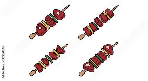 Beef Skewer Line art vector modern blended abstract color