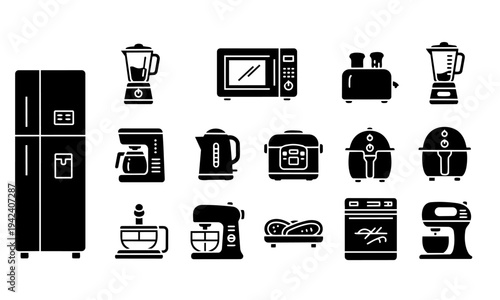 Kitchen Appliances Electronics Silhouette Icons