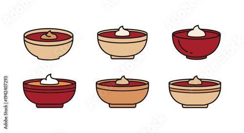 Borscht Line art vector set minimal geometric abstract color illustration