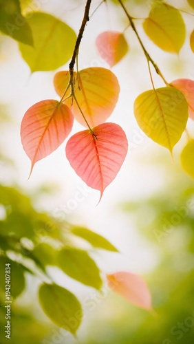 Colorful Autumn Leaves with Soft Sunlight
