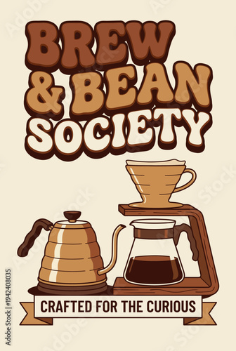 An artistic depiction of coffee brewing methods highlighting a pour-over setup, emphasizing the craft of coffee-making for those who appreciate rich flavors and artisanal practices.