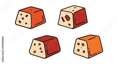 Braised Tofu Line art vector soft pastel abstract illustration