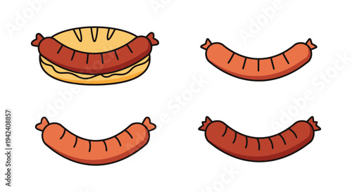Bratwurst Line art vector set creative geometric abstract color illustration