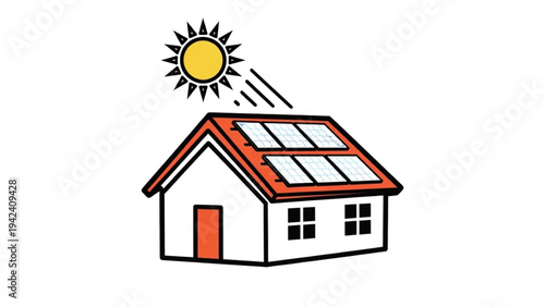 Solar Energy Icon Set: Photovoltaic Panel, Eco House, Solar Calculator and Portable Charger Icons, Sustainable Power Vector Line Art for Green Tech