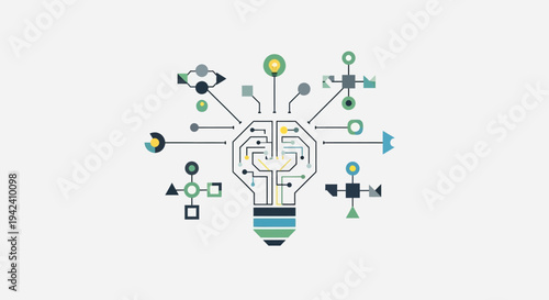 Light Bulb Circuit Board Innovation Concept.