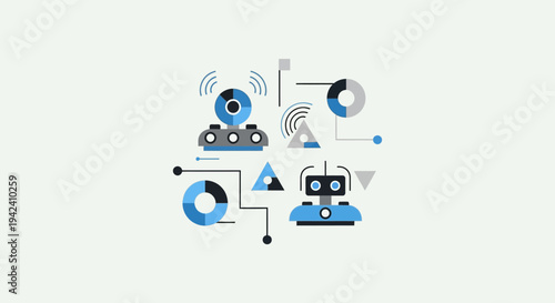 Robot Heads with Virtual Reality Headset.