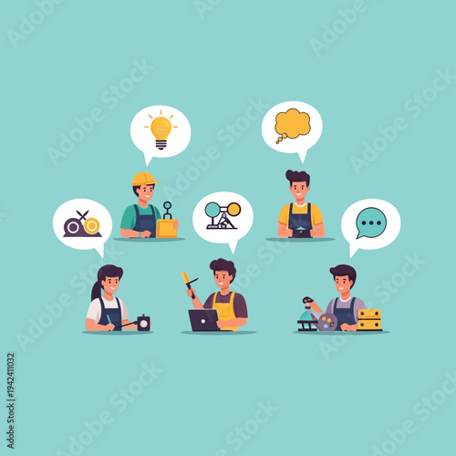 Diverse group of people engaged in various creative and professional activities.