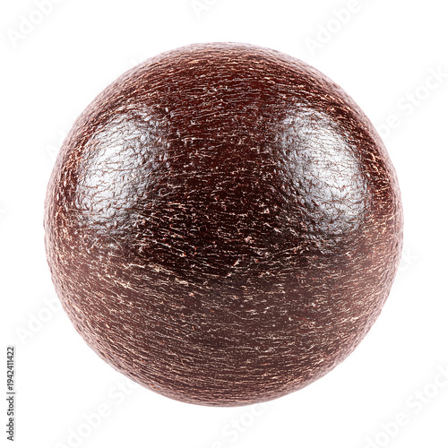 Textured sphere with organic appearance against a transparent background