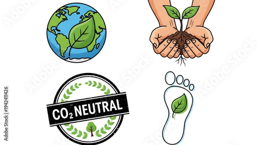 Urban Greening Icon Set: Rooftop Garden, Vertical Forest Building, City Bike Share Rack and Park Bench, Sustainable Smart City Vector Line Art Icons