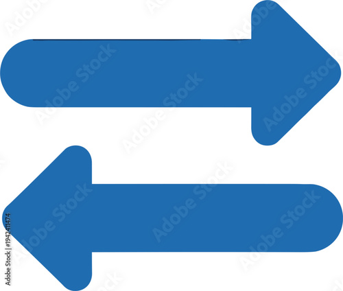 blue left and right arrow icons, navigation direction arrows set, simple UI pointer symbols, forward backward direction signs isolated vector illustration