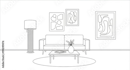 Minimalist Living Room Interior Design Illustration.