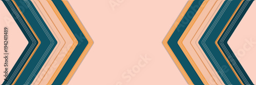 Black abstract wide horizontal banner with orange and gray lines, arrows and angles. Dark modern sporty bright futuristic abstract background. Wide vector illustration.