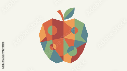 Colorful Geometric Apple Illustration Art Design.