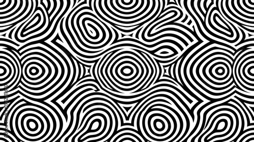 Black and white abstract spiral pattern background.