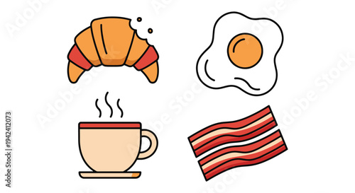 Breakfast Combo Line art creative color harmony abstract illustration