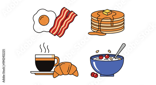Breakfast Combo Line art soft clean abstract vector