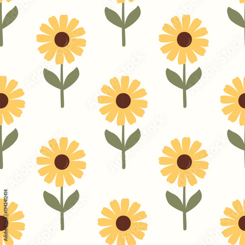 seamless pattern with sunflowers for wrapping paper