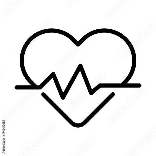 Line icon of a heart shape with an electrocardiogram pulse line