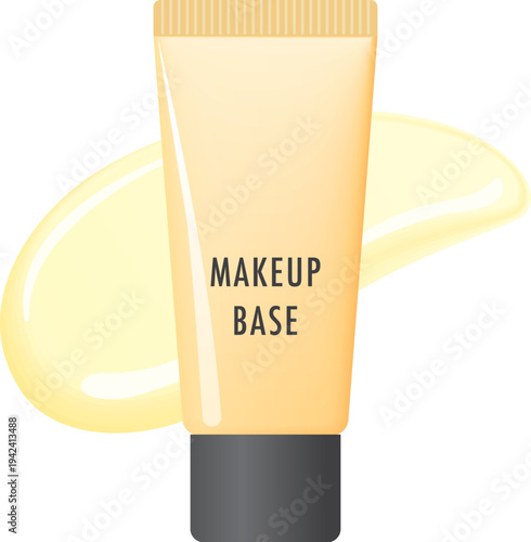 イエロー系メイク下地とスウォッチ背景