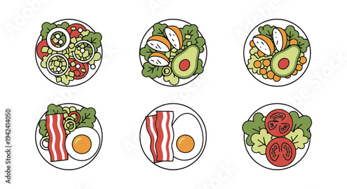 Cobb Salad Line art vector creative abstract color design