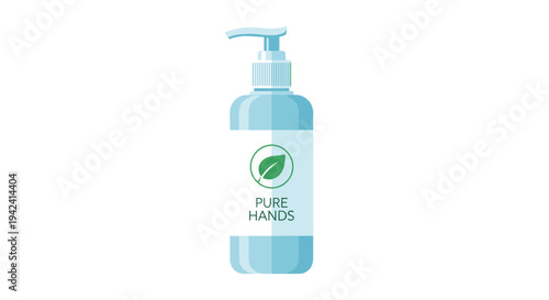Vector hand sanitizer bottle with pump and label on white background for hygiene and healthcare concepts