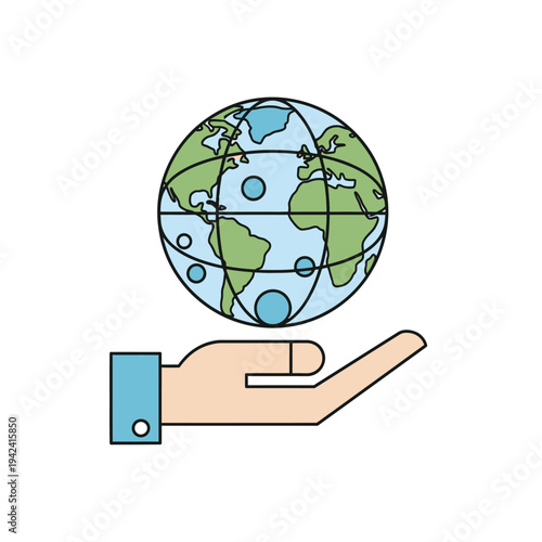 Hand holding the Earth globe, concept of global care and environmental protection
