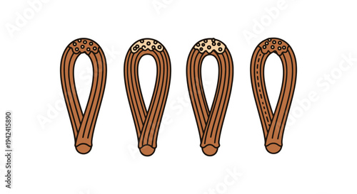Churros Line art vector set minimal contemporary abstract color