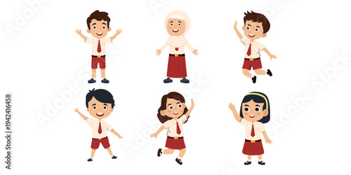Illustration of School Students Indonesia