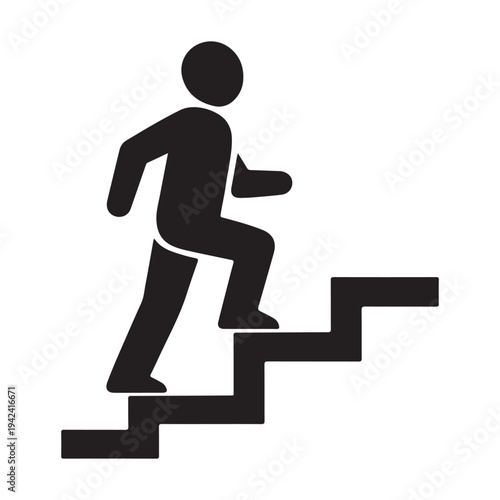 Walking up the stairs or staircase icon vector silhouette 