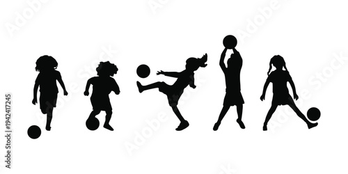 Kids Playing Soccer Game Vector Illustration