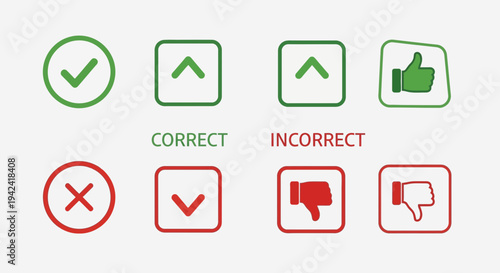 Green check mark and red x mark on gray background illustrating choices