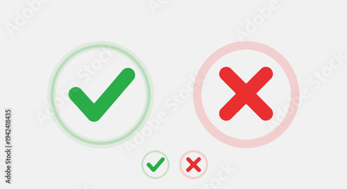 Green check mark and red x symbols against light background