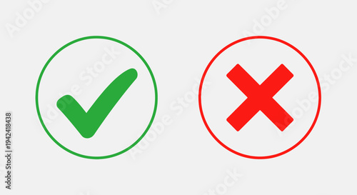Green check mark and red x symbols against light gray background