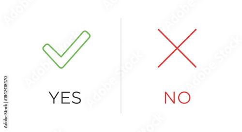 Green check mark and red x symbols for agreement and disagreement decisions