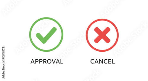 Green check mark and red x symbols for approval and rejection decisions