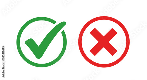 Green check mark and red x symbols design for choice concepts