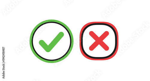 Green check mark and red x symbols for approval and rejection decisions